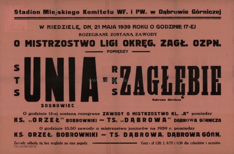 Plik:Plakat na mecz Zagłębie DG Unia Sosnowiec.jpg