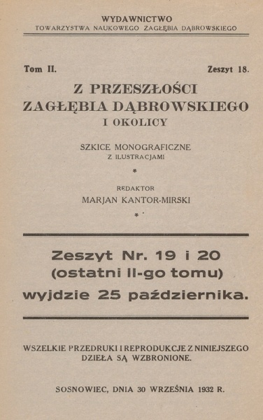 Plik:Z przeszłości Zagłębia Dąbrowskiego i okolicy - Szkice monograficzne z ilustracjami - Tom 2 - nr 18.jpg