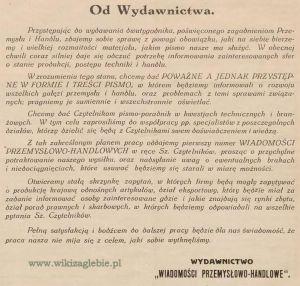 Wiadomości Przemysłowo-Handlowe 1936.04.10 nr 01 Od Wydawcy.JPG