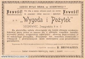 Reklama 1913 Sosnowiec Zakład krawiecki Wygoda i Pożytek.jpg