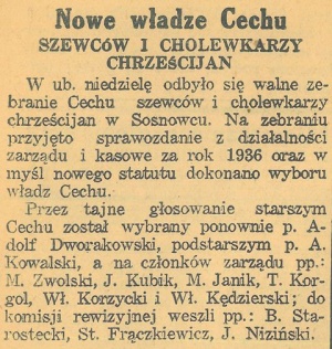 Cech Szewców i Cholewkarzy Chrześcijan w Sosnowcu KZI 010 1937.01.10.jpg
