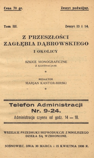 Plik:Z przeszłości Zagłębia Dąbrowskiego i okolicy - Szkice monograficzne z ilustracjami - Tom 3 - nr 13-14.jpg