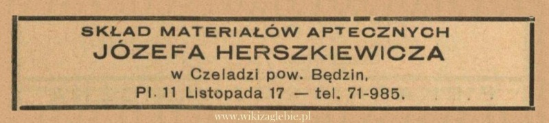 Plik:Reklama 1938 Czeladź Skład Materiałów Aptecznych Józef Hereszkiewicz 01.jpg