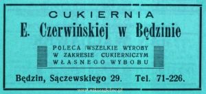 Reklama 1938 Będzin Cukiernia E. Czerwińska 01.jpg