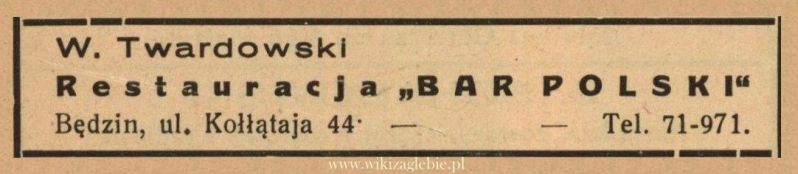 Plik:Reklama 1938 Będzin Restauracja Bar Polski W. Twardowski 01.jpg