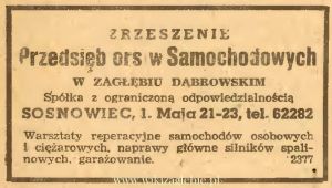 Reklama 1945 Sosnowiec Zrzeszenie Przedsiębiorstw Samochodowych 01.JPG