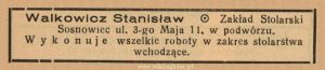 Reklama 1938 Sosnowiec Zakład Stolarski Stanisław Walkowicz 01.jpg