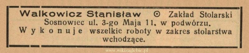 Plik:Reklama 1938 Sosnowiec Zakład Stolarski Stanisław Walkowicz 01.jpg