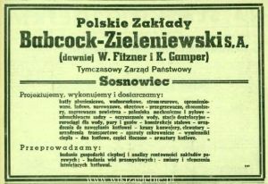 Reklama 1945 Sosnowiec Polskie Zakłady Babcock Zieleniewski 03.JPG