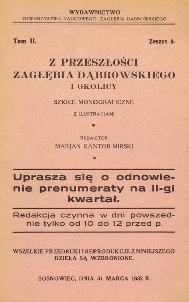 Plik:Z przeszłości Zagłębia Dąbrowskiego i okolicy - Szkice monograficzne z ilustracjami - Tom 2 - nr 06.jpg