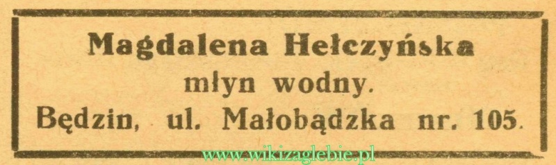Plik:Reklama 1937 Będzin Młyn Wodny Magdalena Hełczyńska 01.jpg