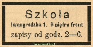Reklama 1914(2) Sosnowiec Szkoła Iwanogrodzka 1 01.JPG