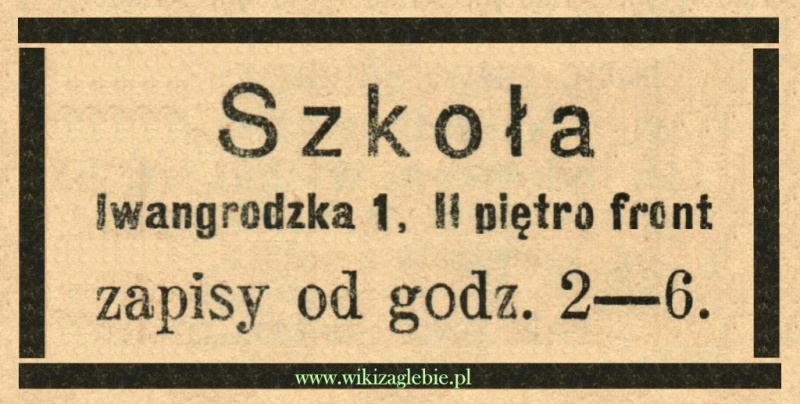 Plik:Reklama 1914(2) Sosnowiec Szkoła Iwanogrodzka 1 01.JPG