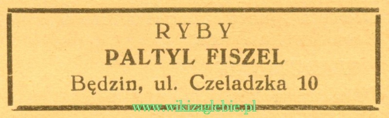 Plik:Reklama 1937 Będzin Sprzedaż Ryb Paltyl Fiszer 01.jpg