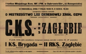 Plakat na mecz Zagłębie DG CKS Czeladź.jpg