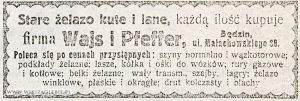 Reklama-1922-Będzin-Wajs-Pfeffer-Stare-żelazo.jpg