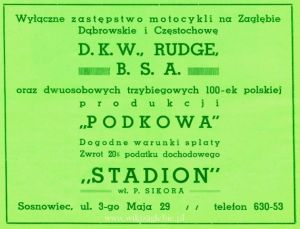 Reklama 1939 Sosnowiec Sklep Sportowy Stadion 01.jpg