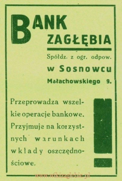 Plik:Reklama 1931 Sosnowiec Bank Zagłębia 01.jpg
