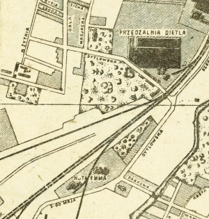 Przędzalnia na planie miasta z 1921 roku