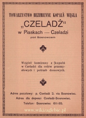 Reklama 1938 Czeladź Towarzystwo Bezimienne Kopalń Węgla Czeladź 01.jpg