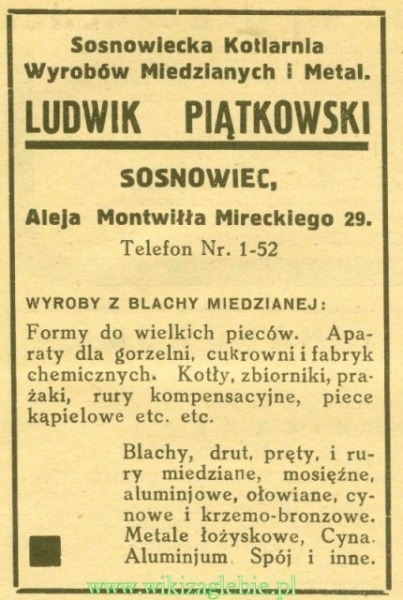 Plik:Reklama 1931 Sosnowiec Sosnowiecka Kotlarnia Wyrobów Miedzianych i Metalowych 01.jpg