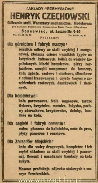 Plik:Reklama 1945 Sosnowiec Zakłady Przemysłowe Henryk Czechowski 01.JPG
