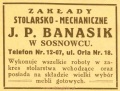 Reklama 1931 Sosnowiec Zakłady Stolarsko-Mechaniczne J.P. Banasik 01.jpg