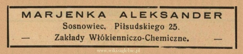 Plik:Reklama 1938 Sosnowiec Zakłady Włókienniczo-Chemiczne Aleksander Marjenka 01.jpg