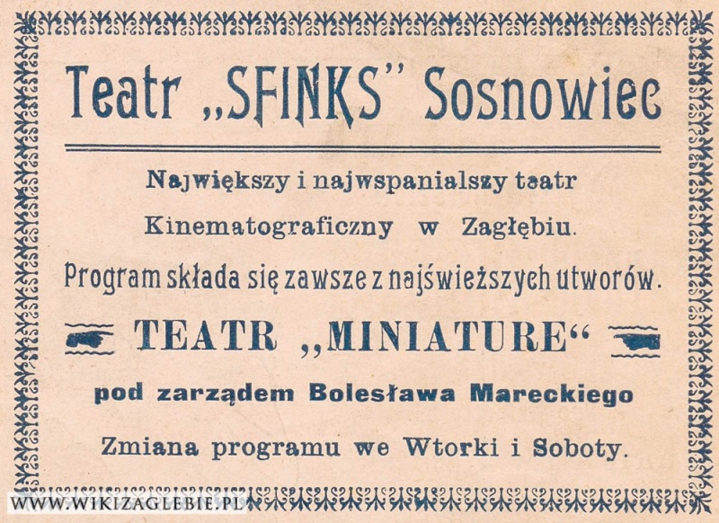 Plik:Reklama 1913 Sosnowiec Teatr Sfinks.jpg