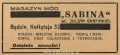 Reklama 1938 Będzin Magazyn Mód Sabina Julian Garfinkiel 01.jpg