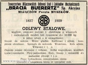 Reklama 1938 Myszków Bracia Buerertz Odlewy Stalowe.jpg