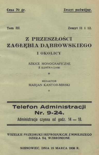 Plik:Z przeszłości Zagłębia Dąbrowskiego i okolicy - Szkice monograficzne z ilustracjami - Tom 3 - nr 11-12.jpg
