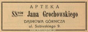 Reklama 1938 Dąbrowa Górnicza Apteka Jan Grochowski 01.jpg