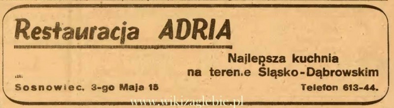 Plik:Reklama 1945 Sosnowiec Restauracja Adria 01.JPG