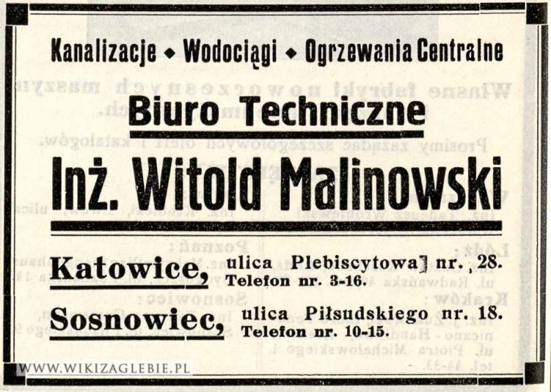 Plik:Reklama 1931 Sosnowiec Biuro Techniczne Malinowski.jpg