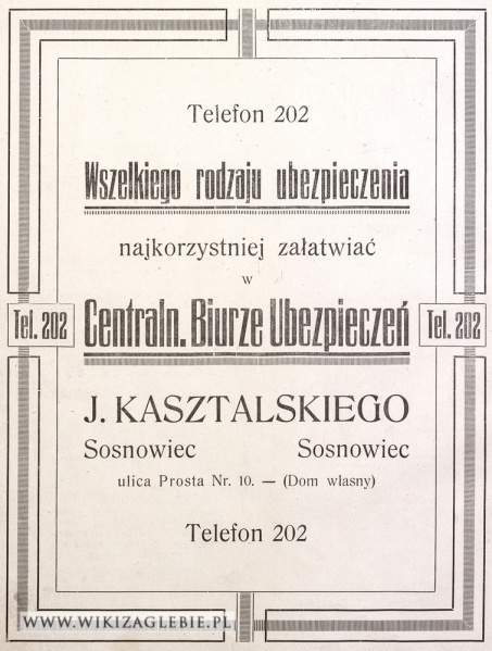 Plik:Reklama-1922-Sosnowiec-Centralne-Biuro-Ubezpieczeń.jpg