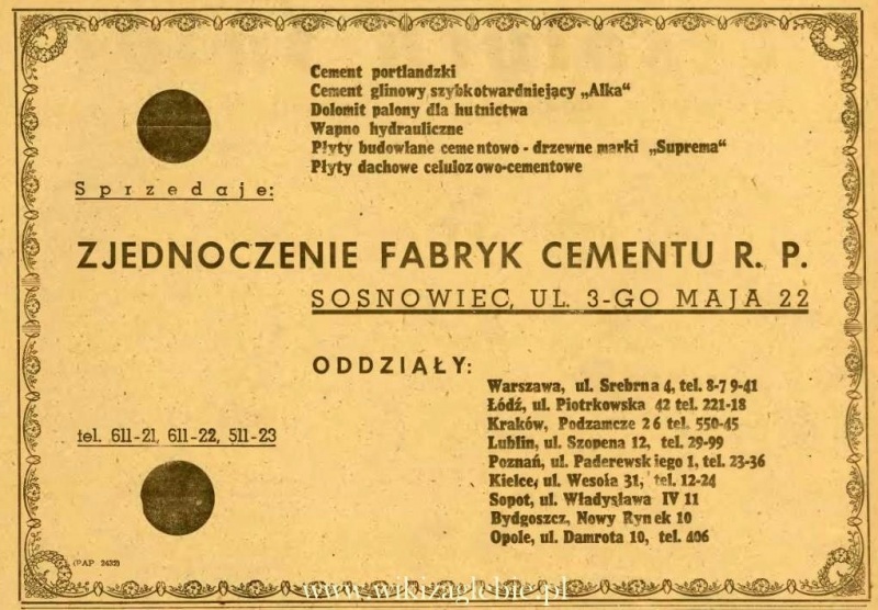 Plik:Reklama 1945 Sosnowiec Zjednoczenie Fabryk Cementu 01.JPG