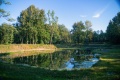 Staw Rów kalny po remoncie w 2021, Park Tysiąclecia, Milowice, Sosnowiec, wczesna jesień.jpg