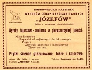 Reklama 1931 Czeladź Fabryka Wyrobów Ceramiczno-Sanitarnych Józefów 01.jpg