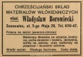 Reklama 1938 Sosnowiec Chrześcijański Skład Materiałów Włókienniczych Władysław Borowiecki 01.jpg