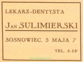 Reklama 1931 Sosnowiec Lekarz Dentysta Jan Sulimierski 01.jpg
