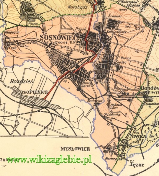 Plik:Miasto Sosnowiec Mapa 1927 1939.jpg